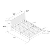 Mainstays Vera Upholstered Velvet Platform Bed, No Box Spring Required, Queen, Cream