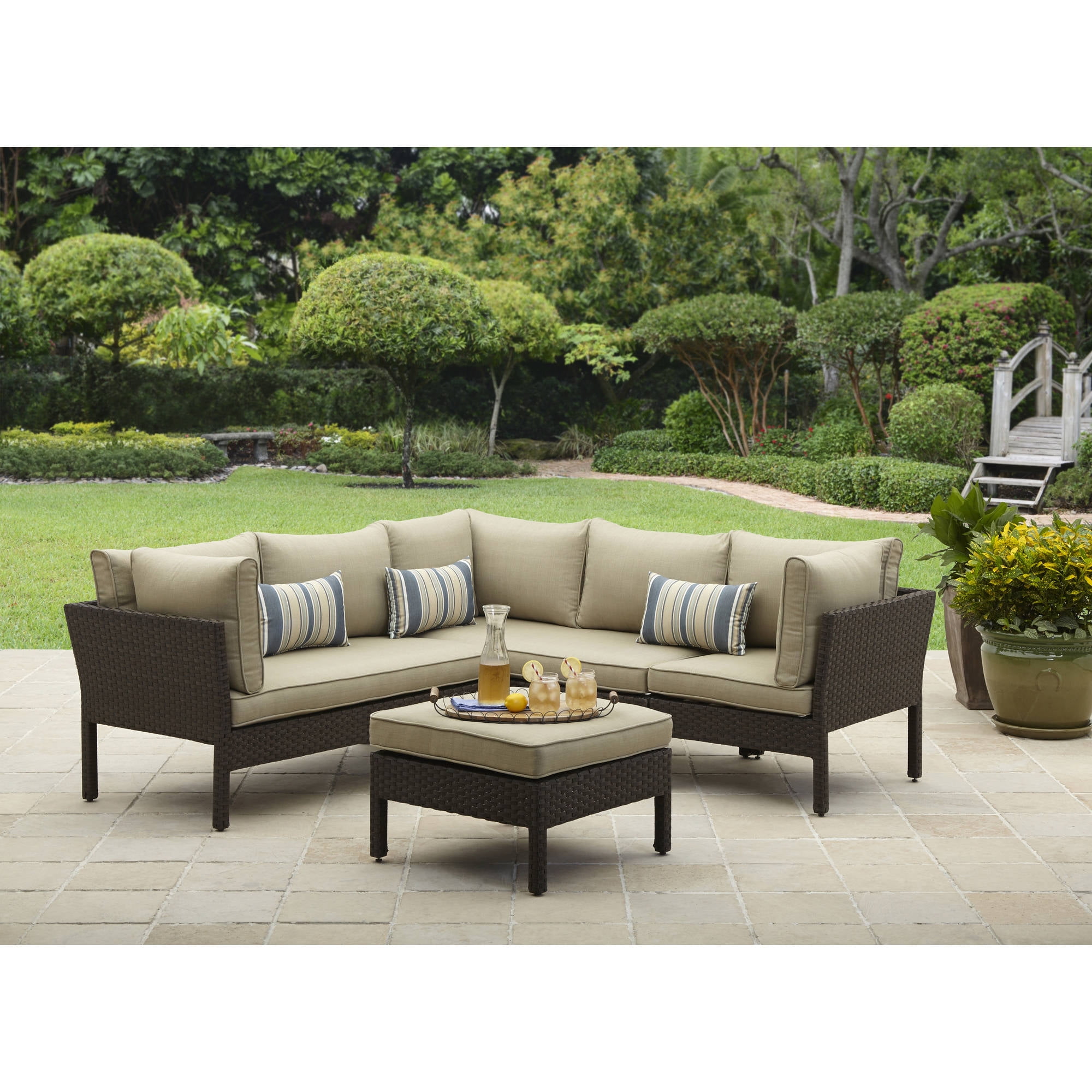 Better Homes Gardens Avila Beach 4 Piece Wicker Patio Furniture Sectional Set