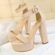thumbnail image 5 of Zapatos de tacón alto para mujer, gruesos, superdelgados, sexys, para discoteca, con plataforma impermeable, con hebilla de cinturón abierto, 5 of 5