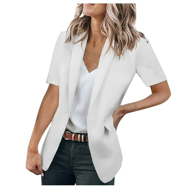 EQWLJWE Blazers for Women Business Casual Women's Casual Blazers Long  Sleeve Solid Open Front Lapel Collar Slim-Breasted Small Suit Work Office