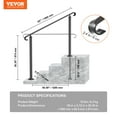 thumbnail image 4 of VEVOR Handrails for Outdoor Steps, Fit 3-5 Steps Outdoor Stair Railing, Wrought Iron Handrail, Flexible Front Porch Hand Rail, Black Transitional Hand railings for Concrete Steps or Wooden Stairs, 4 of 9