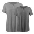 thumbnail image 3 of Olyvenn 2 Pack Plus Size Tops for Women 2025 Solid Summer Tops V Neck Short Sleeve T Shirts Oversized Trendy Dressy Casual Blouses Dark Gray XXXXL, 3 of 3