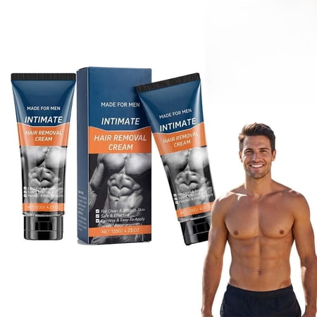 Hair Removal Cream for Men Body & Intimate Grooming Cream Easy Rinse Depilatory for Chest Back Arms Legs Smooth Care Formula for Daily Use 120g (2 120g)