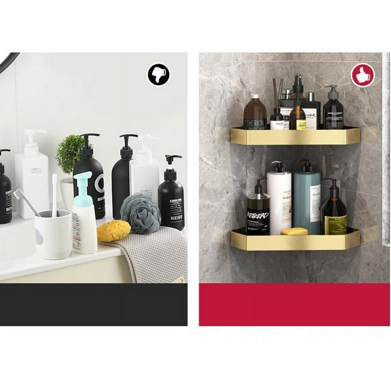 Gold No-drill Bathroom Shelf Corner Shelf Shower Shampoo Storage