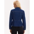 thumbnail image 4 of DARING DIVA Women's Button Down Collar Ruffle Hem Peplum Jean Jacket M Dark Blue, 4 of 7