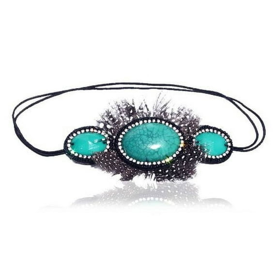 KC Republic Turquoise Stone, Rhinestone, and Rhinestone Headband with Look Sheet on All the Different Ways to Wear | Great Gatsby Inspired