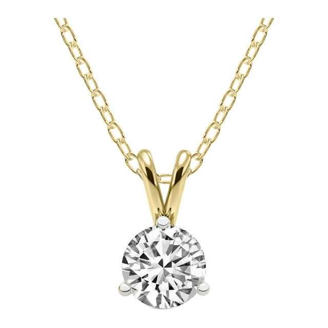Collier Pendentif Solitaire en Diamant 3 Griffes Certifié IGI / Or Jaune 14K / 5 Carats / Collier Pendentif Friendly Diamonds / Couleur F-G, Clarté VS1-VS2