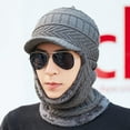 thumbnail image 2 of Unisex Winter Warm Elastic Soft Ear Protection Knitted Scarf face Protection hat Fleece Lined Hat one-Piece hat, 2 of 5