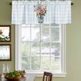 thumbnail image 3 of Pink Spring Floral Curtain Valances for Windows, Kitchen Valance Window Treatments Panel 2 Pack, Farmhouse Blue Plaid Botanical Rod Pocket Short Curtains for Bathroom Bedroom 60 x 18 Inch, 3 of 8