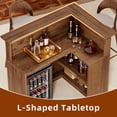 thumbnail image 3 of HARIPUL L-Shaped Home Bar Unit, 4-Tier Corner Bar Cabinet with Large Storage Space, Liquor Wine Cabinet & Reception Desk for Home Pub, 37.52"D x 52.44"W x 43.94"H, Wood, 3 of 7