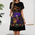 thumbnail image 2 of DIA DE LOS MUERTOS Mexico Short Sleeve Dress Women Summer Evening Dresses Ladies Sundress, 2 of 7