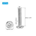 thumbnail image 2 of Uxcell Round Head Phillips Screws, 30 Pack M4-0.7 x 20mm 304 Stainless Steel 18-8 Full Thread, 2 of 7