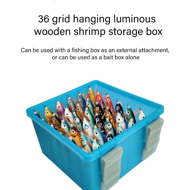 CEORPER 36 Grid Night Fishing Baits Storage Tackle Box Lined Box Squid Jig Lures Case