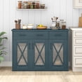 thumbnail image 4 of Costway Farmhouse Buffet Sideboard with 2 Drawers Fluted Barn Doors for Kitchen Dining Room Turquoise, 4 of 10