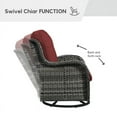 thumbnail image 6 of PARKWELL 5-Piece Outdoor Conversation Sets,Wicker Swivel Gliders with Ottomans,Side Table,Patio Seating Furniture with Red Cushions,Gray Wicker, 6 of 9