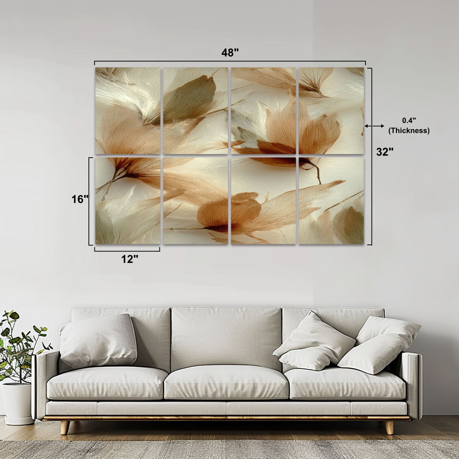 8 Pack Art Acoustic Panels Sound Absorbing Delicate Light Brown Beige Decorative Soundproof Wall Panels Self Adhesive for Nursery Game Room Bedroom 48"x32"