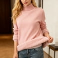 thumbnail image 2 of Chandails à Col Roulé pour Femmes, Yigetop Chandails à Col Roulé Duveteux pour Femmes Chandail à Enfiler d'Automne Tricot Torsadé Manches Longues Hauts de Chandail Chandails pour Femmes Pulls Rose m, 2 of 5