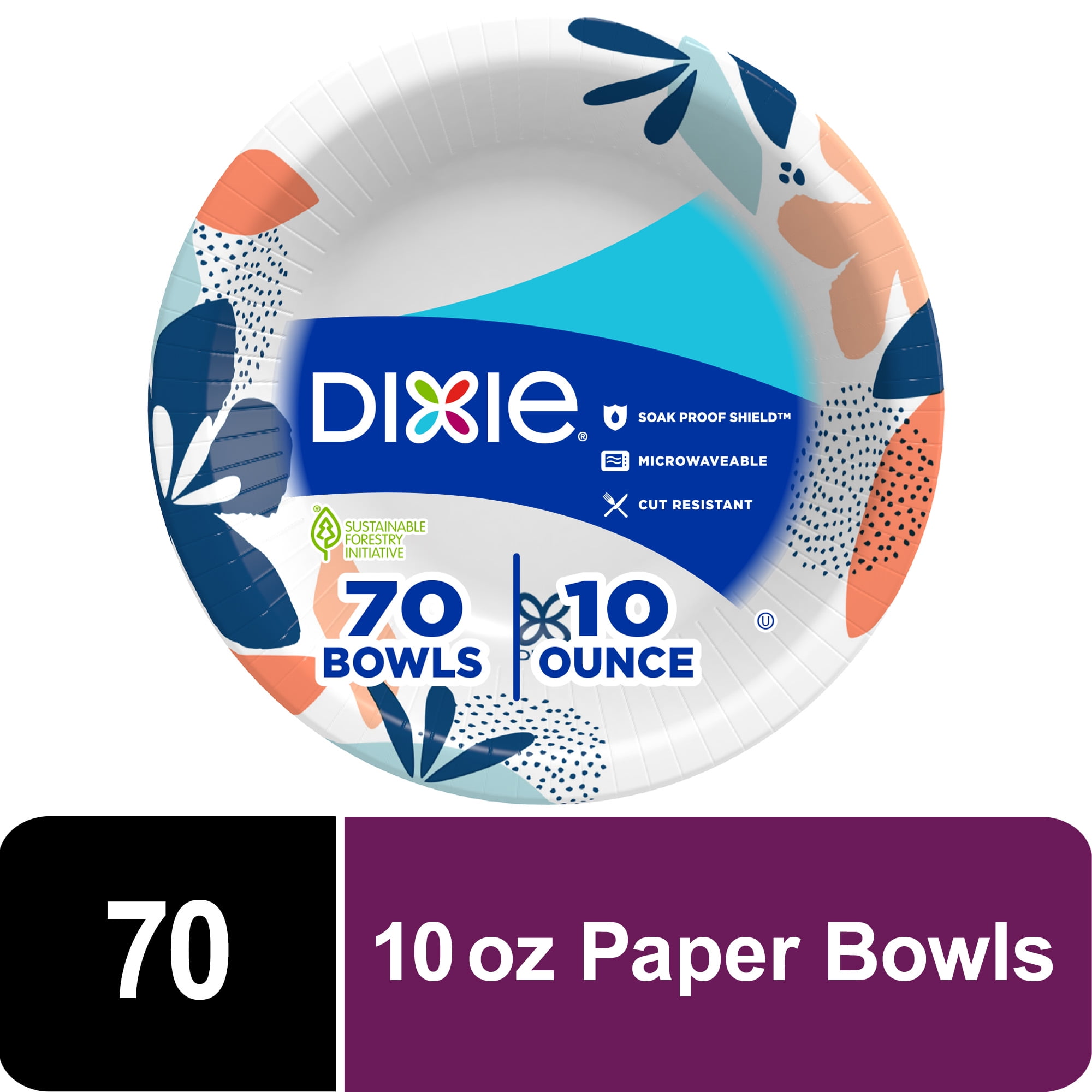Dixie Disposable Paper Bowls, 10 oz, 70 count