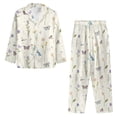 thumbnail image 3 of Kuiaobaty Butterfly Dragonfly Flower Pajama Set for Women Long Sleeve Sleepwear Button Down Nightwear Loungewear Soft Pjs Sets, XS, 3 of 7
