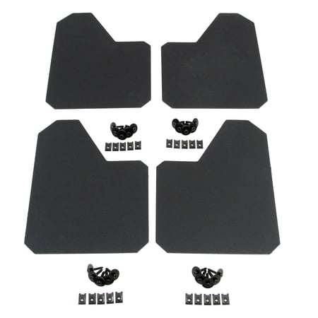 Red Hound Auto 4 Piece Racing Style Universal Splash Guards Standard Coverage Stone Guards fits Front and Rear Driver and Passenger Mud Flaps Black 4pc Full Set with Hardware 9 Inches x 12 Inches