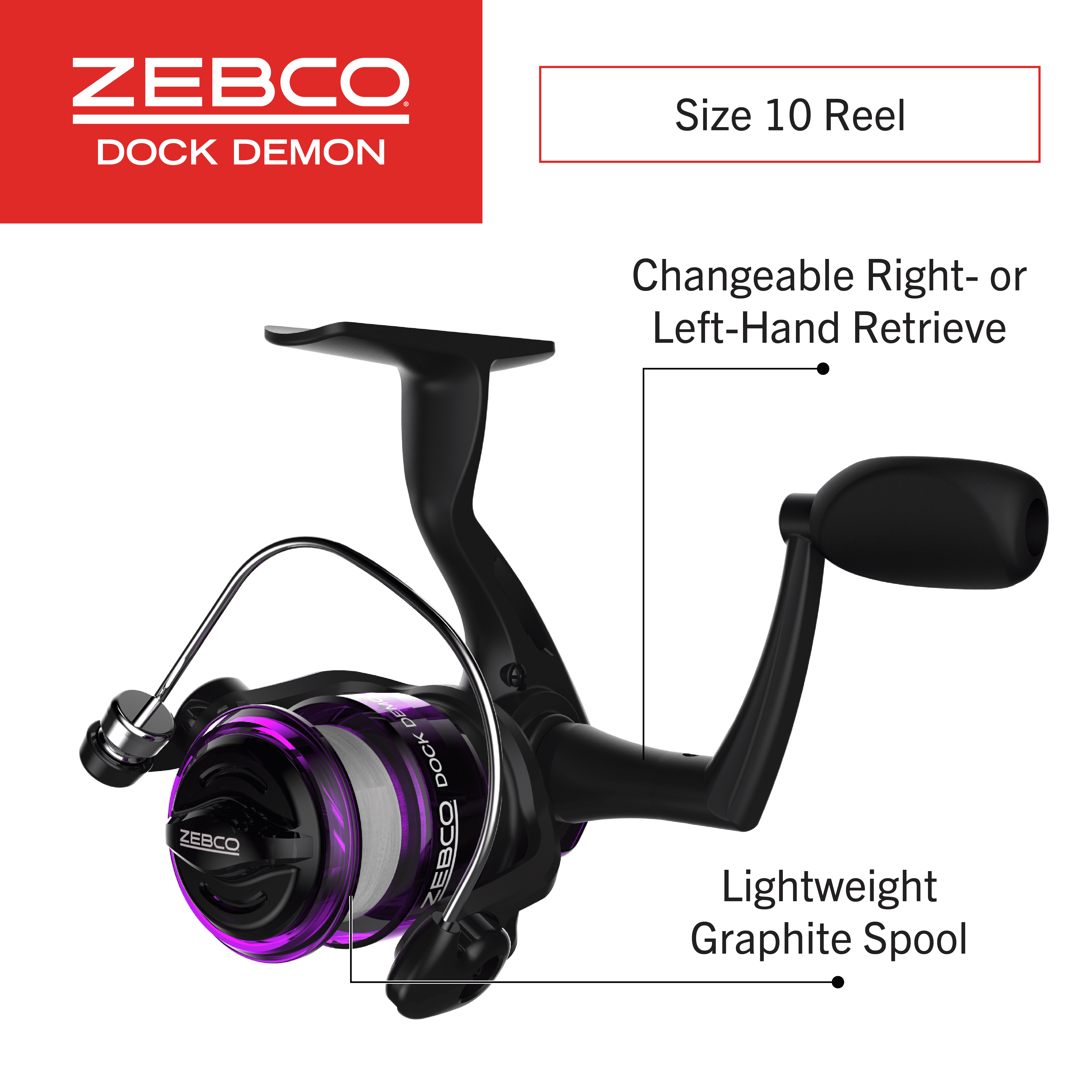 Zebco Dock Demon Extremely Tough Solid Fiberglass Rod Construction All Metal 