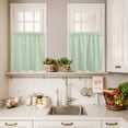 thumbnail image 3 of 3 Piece Kitchen Curtains and Valances Set Sage Green Striped Cafe Curtains 24 Inch Length Modern Simple Farmhouse Beige Valance & Tier Curtain for Living Room Bedroom Small Window 54"x18"+27"x24"*2, 3 of 6