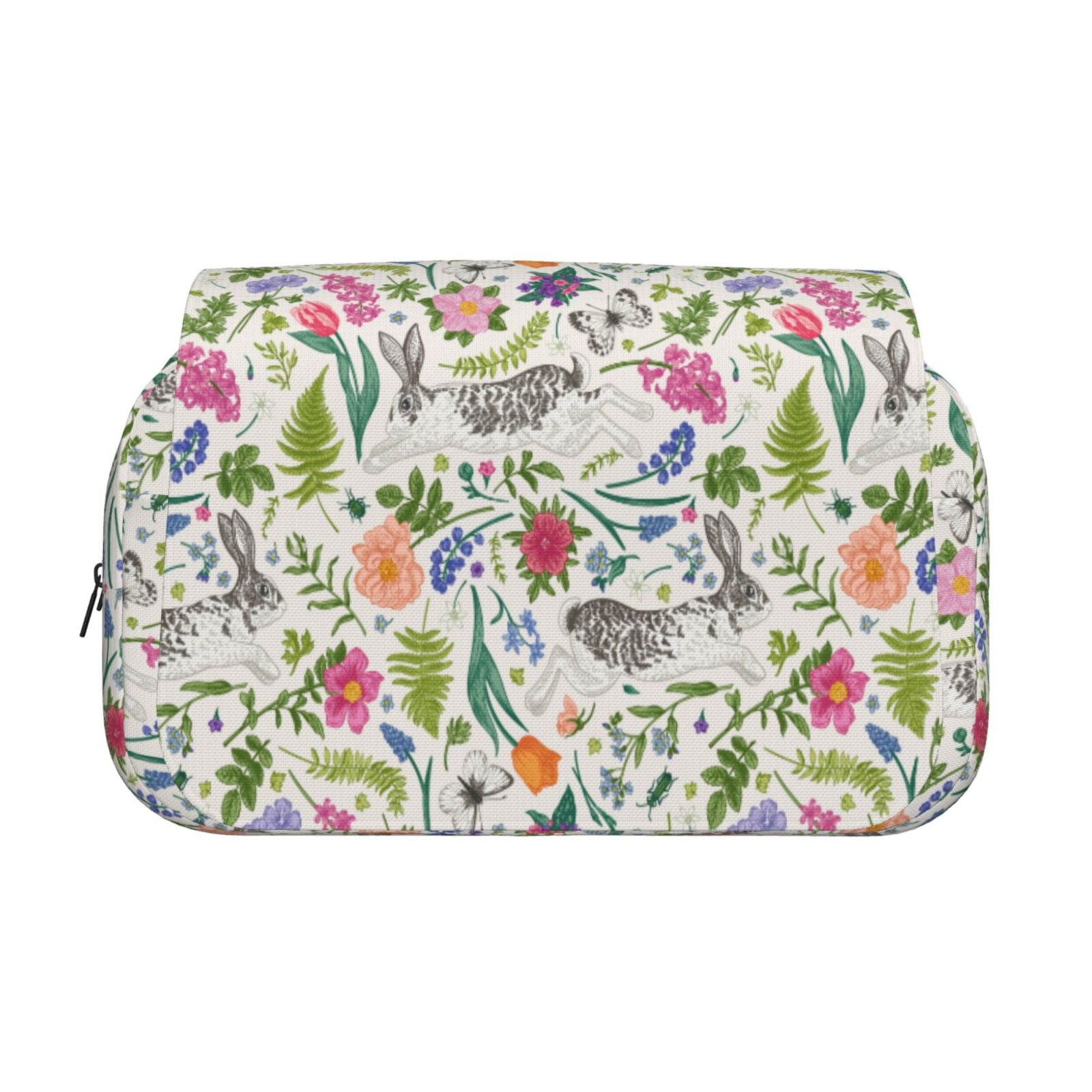Rateoe Rabbit And Butterfly Pattern Double Clamshell Pen Case, Storage Organizer with Two Zipper Compartments– Holds Up to 50 Pencils & Pens