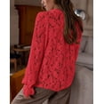 thumbnail image 2 of Blusa de Encaje para Mujer PRETTYGARDEN, Manga Larga con Botones, Color Rojo, Talla L, 2 of 9