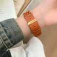 thumbnail image 6 of Leather Band Compatible with Apple Watch Band 42mm 44mm 45mm 49mm Ultra Women Men Dressy Breathable Rope Leather Strap for iWatch SE Series 9 8 7 6 5 4 3 2 1, Orange, 6 of 8
