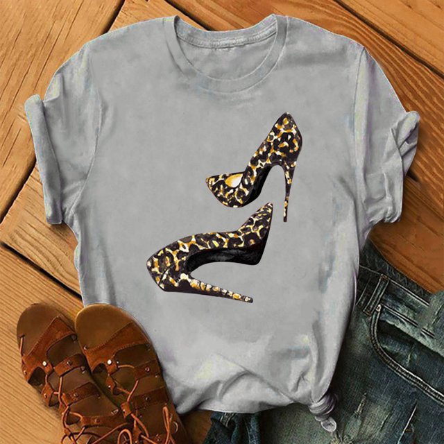 Puntoco - Blusa informal de manga corta con estampado de tacones altos para mujer Puntoco Puntoco-2976