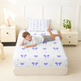 thumbnail image 3 of Manfei Purple Dreamy Bow Twin Fitted Sheet,Kawaii Dreamy Bowtie Bedding,2 Pieces,1 Fitted Sheet and 1 Pillowcase, 3 of 6