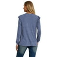 thumbnail image 6 of JWD Long Sleeve Shirts for Women Knit Tops Casual Crewneck Ruffle Tops Loose Fit Blue-Large, 6 of 7