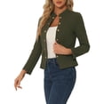 thumbnail image 4 of INSPIRE CHIC Open Front Blazers for Women's Casual Long Sleeves Buttons Office Suit Jacket S Army Green, 4 of 6