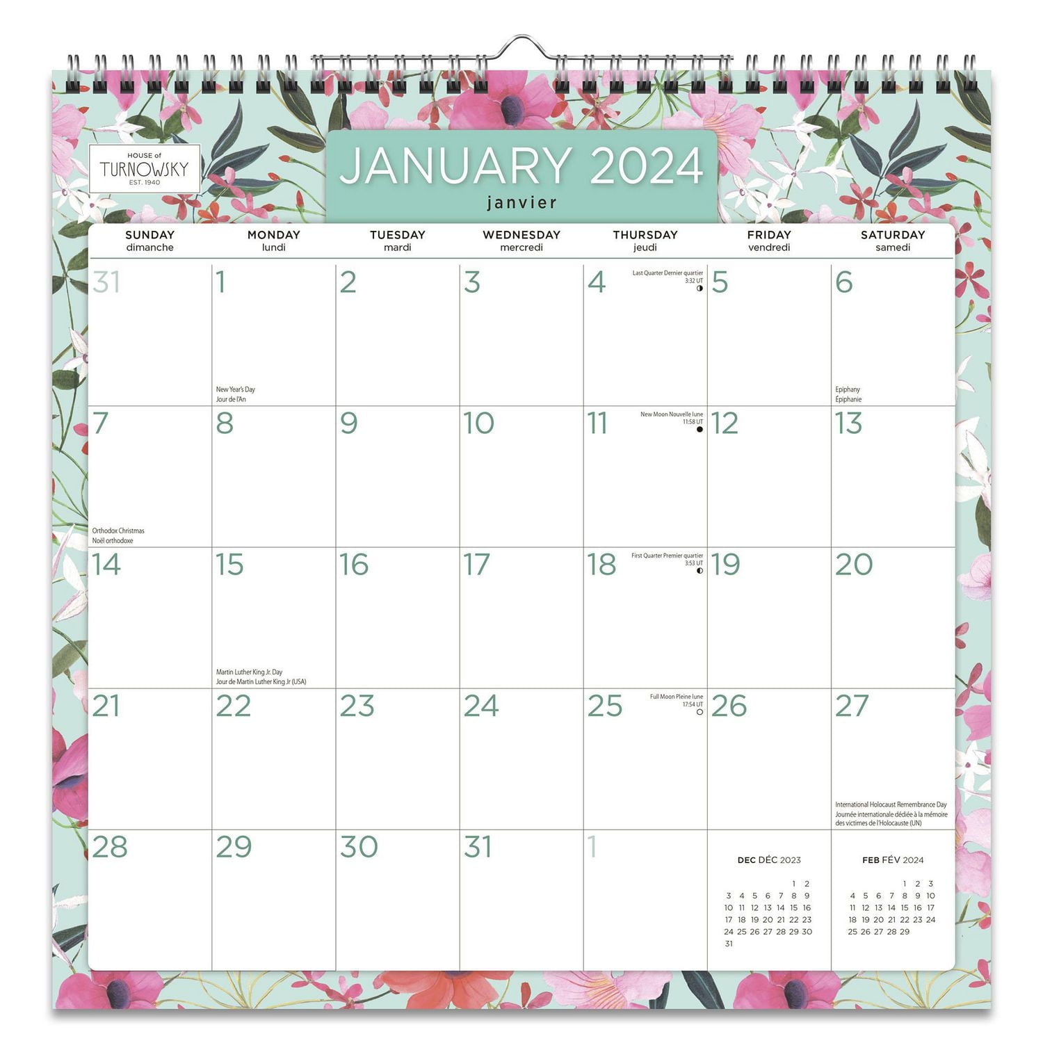 BrownTrout House of Turnowsky Flower Shop 2024 12x12 Inch Wire-O Wall Calendar, 9781975470470