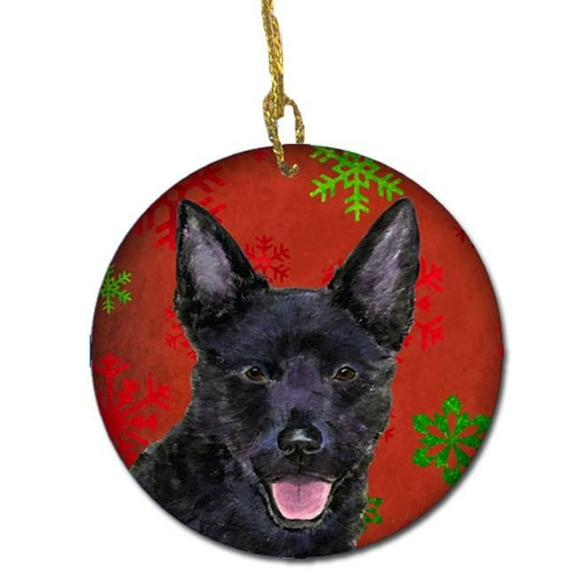 Australian Kelpie Red Snowflakes Holiday Christmas Ceramic Ornament
