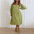thumbnail image 4 of Robe Midi Fluide à Manches Longues et Encolure Carrée pour Femmes, 4 of 8