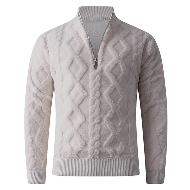 Viluyesy Chandail à Manches Longues pour Homme, Chandail à Col Rond d'Extérieur à Rayures Régulières, Chandail à Enfiler Blanc P