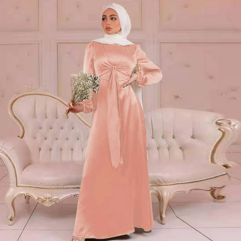 Women s Satin Dress Soft And Elegant Solid Long Dress Loose Long