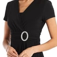 thumbnail image 3 of HEVIRGO Vestido ajustado de manga corta con escote en V y dobladillo asimétrico para mujer, talla grande 5XL, 3 of 5