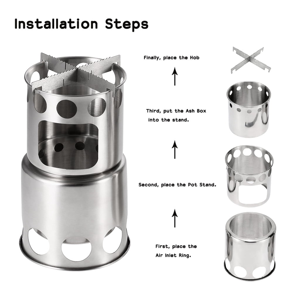 Camping Portable Camping Stove Combo Wood Burning Stove And Cooking Pot Set For Outdoor Backpacking Fishing Hiking