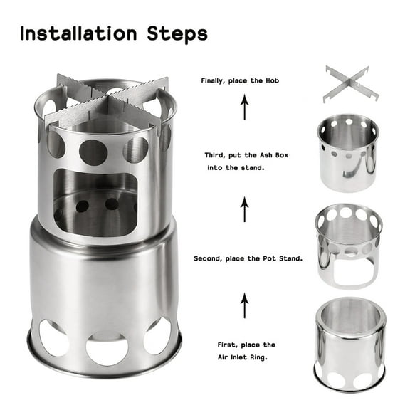 Pot Portable Camping Stove Combo Wood Burning Stove And Cooking Pot Set For Outdoor Backpacking Fishing Hiking