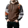 thumbnail image 4 of Men Hooded Pullover Sweatshirt Long Sleeve Raglan Camouflage Print Casual Drawstring Hoodie Kangaroo Pocket Top Light Brown XL, 4 of 5