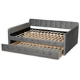 thumbnail image 6 of Baxton Studio Jona Modern Kids Wood Tufted Queen Size Daybed with Roll Out Trundle, Grey, 6 of 11