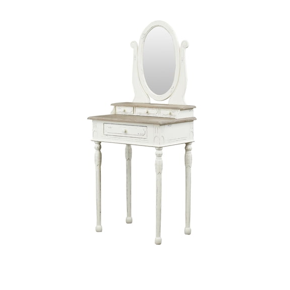 Baxton Studio Anjou Bedroom Vanity Table in White and Natural