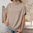 thumbnail image 2 of yunLCZ Basic Women's Tees Clearance Women's Summer Solid Color High Neck Loose Casual Short Sleeved T Shirt Top Everyday wear simple women's T-shirts, 2 of 5