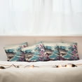 thumbnail image 4 of Ambesonne Lake Throw Pillow Cover Pack of 4, Orchids Earthy Cliff Mountains, 4 Pcs-40"x40", Pale Purple and Sea Blue, 4 of 5