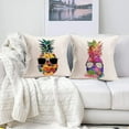 thumbnail image 2 of Pineapple Pillow Covers 18x18 Inch Set of 4 Summer Watercolor Pineapple Wears Glasses Pattern Pillows Decorative Cushion Cover Cotton Linen Tropical Fruit Pillow Case Decor (Pineapple Set), 2 of 6