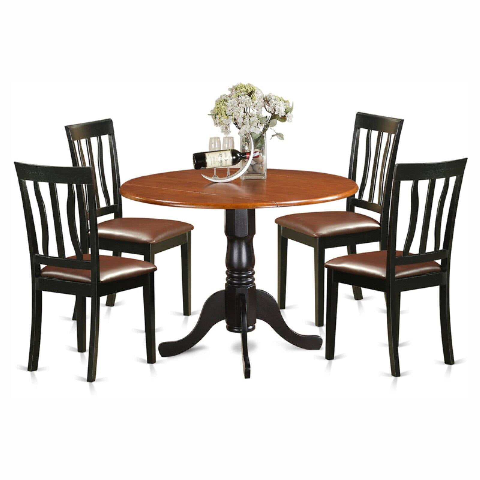 East West Furniture Dublin 5 Piece Drop Leaf Dining Table Set with