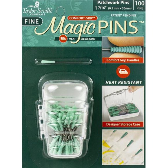 GHI 217238 Taylor Seville Fine Patchwork Magic Pins with Designer Storage Case, 100 per Pack
