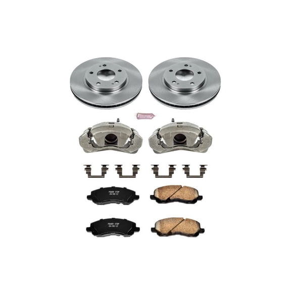 PowerStop Front Stock Replacement Brake Pad and Rotor Kit with Calipers Fits: CHRYSLER DODGE MITSUBISHI Select Models KCOE1678